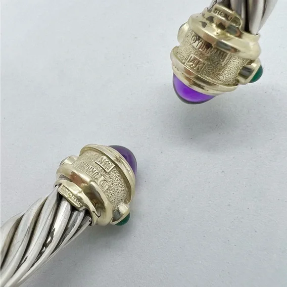 David Yurman 10mm 14K Gold, Sterling Silver Multicolor Renaissance Cuff Bracelet - Picture 12 of 16